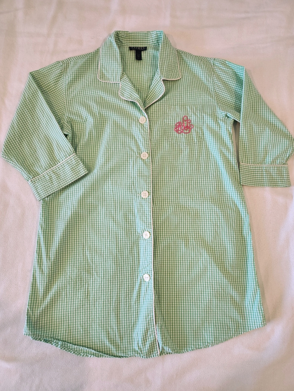 Lauren Ralph Lauren Gingham Check nightshirt sz Large